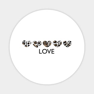 Leopard Print Hearts with ''love'' text Magnet